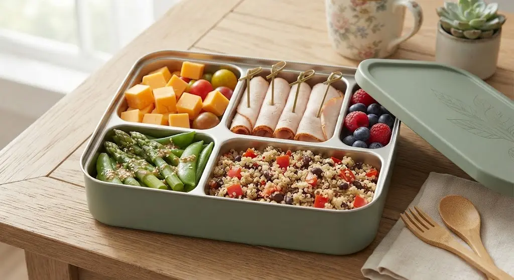 Bento Box (Cheese Cubes, Turkey Roll-Ups) Lunchbox
